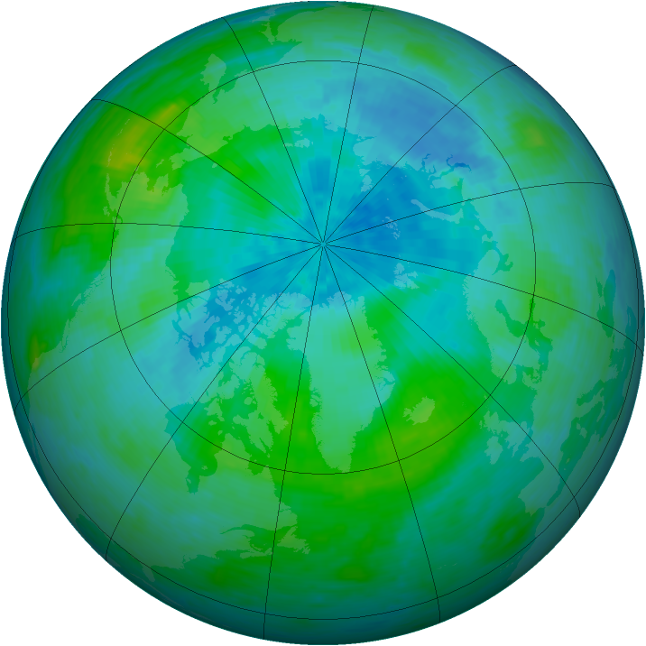 Arctic ozone map for 19 August 1993